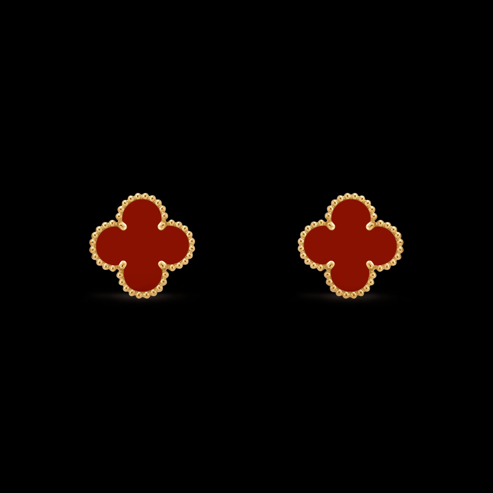 Vintage Alhambra耳环 18K黄金, 红玉髓_梵克雅宝_Van Cleef & Arpels-38900元 (2) Vintage Alhambra Earrings - 18K Yellow Gold and Carnelian - Image 1