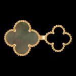 Magic Alhambra Between-the-Finger Ring - 18K Yellow Gold, Gray Mother-of-Pearl and Onyx - Image 4