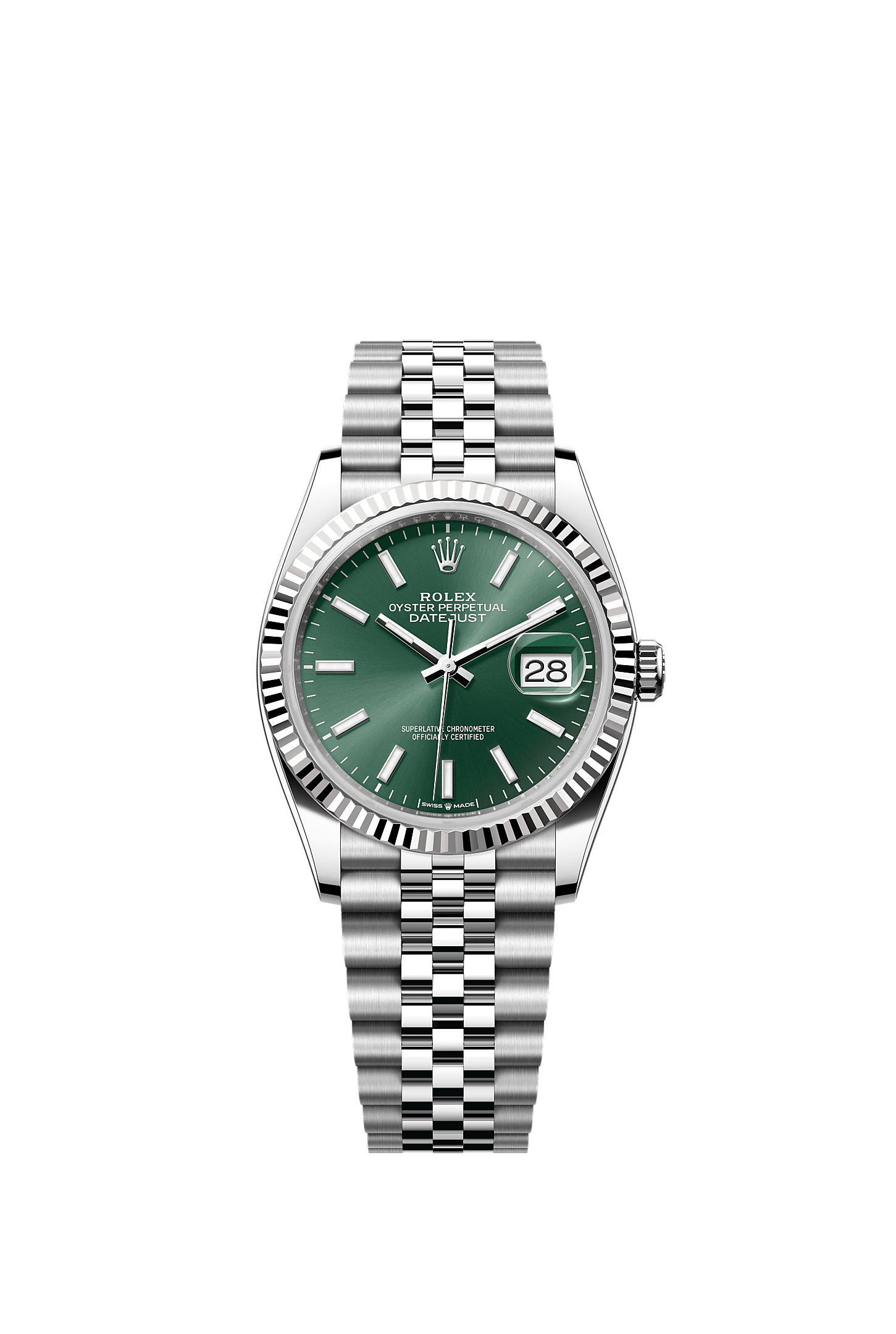 m126234-0051 Rolex Datejust 36 – Mint Green Dial, Fluted Bezel, Jubilee Bracelet - Image 1
