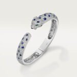 Panthère de Cartier Medium Bracelet,Cartier with Pavé Diamonds and Sapphires, 18K White Gold