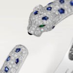 Panthère de Cartier Medium Bracelet,Cartier with Pavé Diamonds and Sapphires, 18K White Gold - Image 8