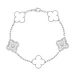 Vintage Alhambra Van Cleef & Arpels (VCA),Bracelet, 5 Motifs - Rhodium-Plated 18K White Gold, Onyx and Diamonds