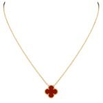 A Vintage Alhambra Pendant - 18K Yellow Gold and Carnelian