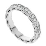 B Serpenti Viper Ring, Full Pavé Diamonds, 18K White Gold