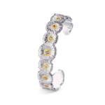 BLOSSOMS DIAMONDS Gold-Vermeil Silver Daisy Cuff Buccellati,Bracelet with Fancy Diamonds