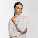 BLOSSOMS COLOR Gold-Vermeil Silver Daisy Cuff Buccellati,Bracelet with Light Blue Agate and Fancy Diamonds - Image 2