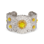 BLOSSOMS COLOR Gold-Vermeil Silver Daisy Cuff Buccellati,Bracelet with Yellow Agate and Fancy Diamonds - Image 2